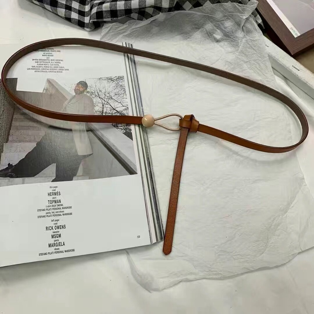 Thắt Lưng Da Pu Phối Nút Kim Loại Thời Trang Cho Nữ