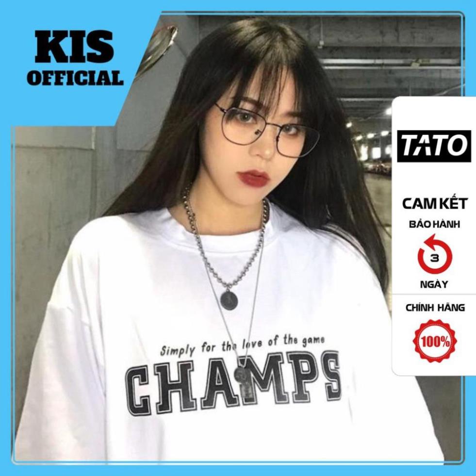 Áo Thun Nam Nữ Phom Rộng Tay Lỡ In Hình CHAMPS Full HD, Vải Cotton 75% Dày Mềm Mịn Đẹp KIS OFFICIAL
