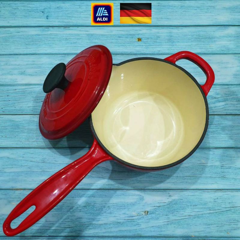 Quánh Gang Nấu Cháo Thịt Kho Tàu Phủ Gốm Tráng Men Đức 🇩🇪 CROFTON ALDI16cm Dùng Được Bếp Từ