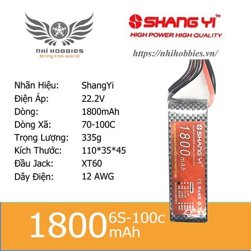 Pin Lipo ShangYi 14.8v 4s 1800mAh 45