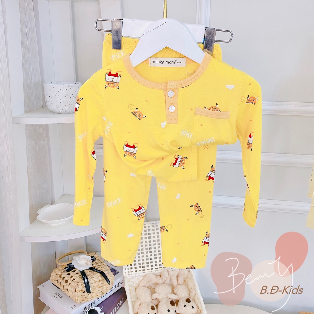 [Bé 7-26kg] Bộ dài tay thun lạnh cổ trụ mềm mịn mát cho bé trai, bé gái từ 7-26kg [ HÀNG CHUẨN ]