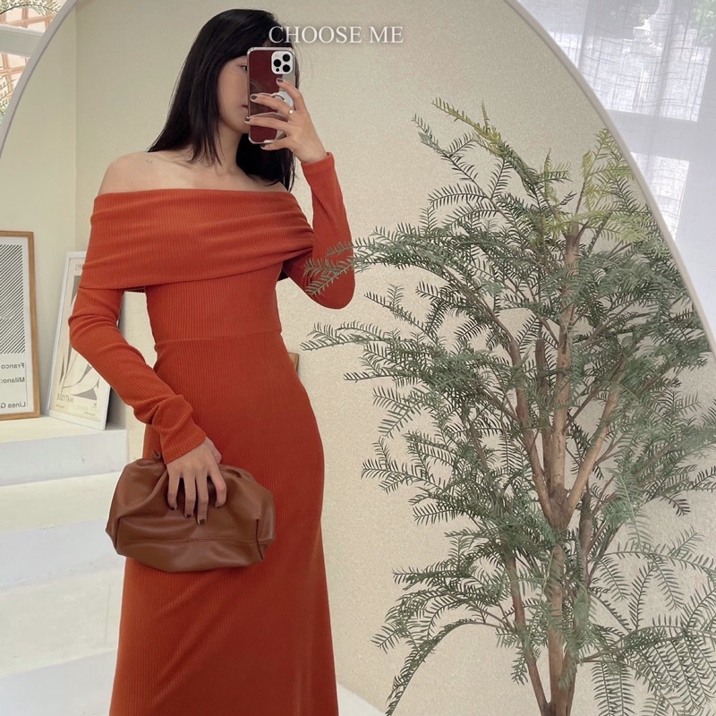 Váy Trễ Vai Len Dày Nhiều Màu, Váy Len Dài Tay Chất Len - Choose Me KLP | BigBuy360 - bigbuy360.vn