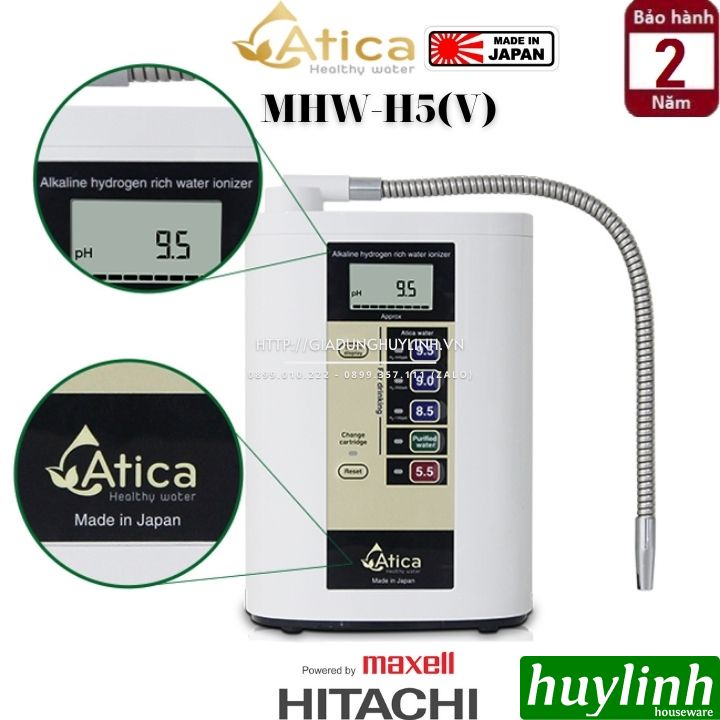 [Mã ELHAMS5 giảm 6% đơn 300K] Máy lọc nước ion kiềm giàu hydro Atica MHW-H5(V) - Made in Japan + Tặng quà KM