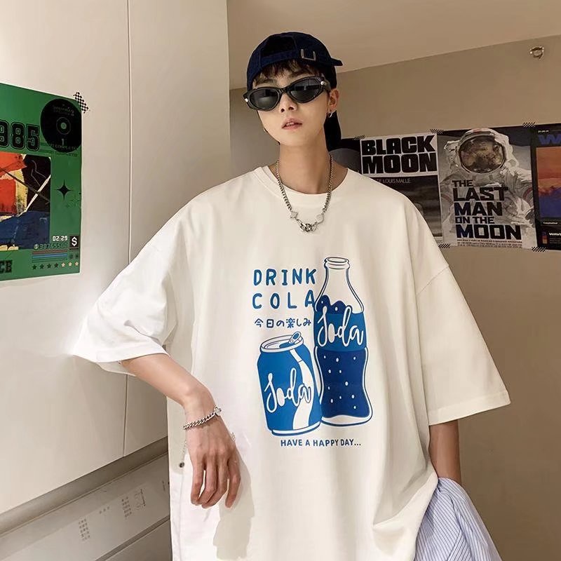 Áo Thun Cotton Tay Ngắn Cổ Tròn Màu Trắng Đen Phong Cách Hàn Quốc Thời Trang Xuân Hè Cho Nam Size M-3XL