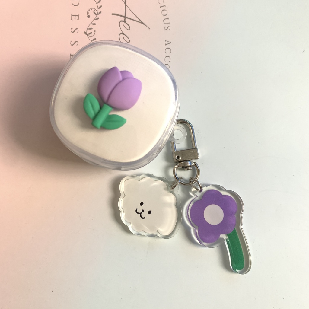 Vỏ Bảo Vệ Hộp Sạc Tai Nghe Baseus Encok TWS WM01 Mini Bằng Silicon Mềm Trong Suốt Họa Tiết Hoa Tulip WM01 Ốp
