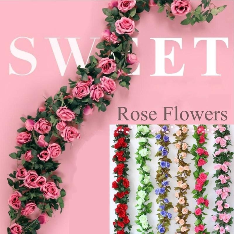 Dây Hoa Hồng Giả 69 Bông 1.8M Trang Trí Giáng Sinh / Tiệc Cưới / Sinh Nhật DIY