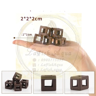 Đồ chơi gốm cho tép - hang gốm cho tép - phụ kiện gốm trang trí bể cá - khối lập phương - giảm stress cho tép