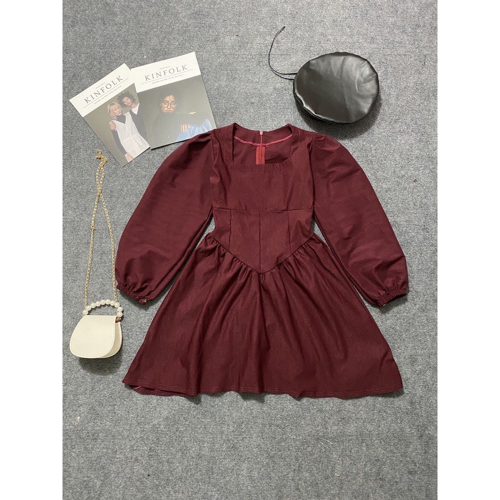 Váy Cổ Vuông Dáng Xoè Chữ A - Đầm Cổ Vuông Dáng Xoè Chữ A, Thiết Kế Tiểu Thư Mặc Tết Siêu Xinh, Chất Co Giãn | BigBuy360 - bigbuy360.vn