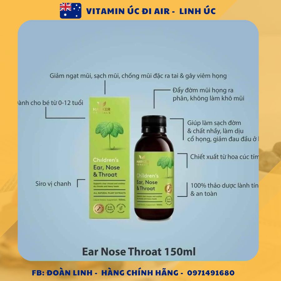 Siro thảo dược Harker Herbals NewZealand các loại cho bé, Date xa, Hàng chuẩn đi air