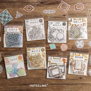 Enjoymore 🖼 Set 40 Sticker Khung Ảnh Cổ Điển Châu Âu Trang Trí Bullet Journal Miếng Dán SN124