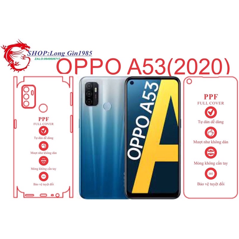 Oppo A53 miếng dán trong Ppf mặt sau và mặt trước chống va đập chống trầy xước