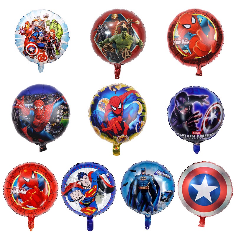 Bong Bóng Tròn 18 Inch Bằng Nhôm Hình Marvel Spiderman Trang Trí Tiệc Sinh Nhật Cho Bé