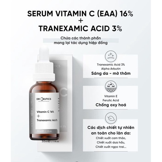 Serum Ngăn Ngừa Lão Hóa Và Làm Sáng Da DrCeutics Vitamin C 16% + Tranexamic Acid 3% 30ml