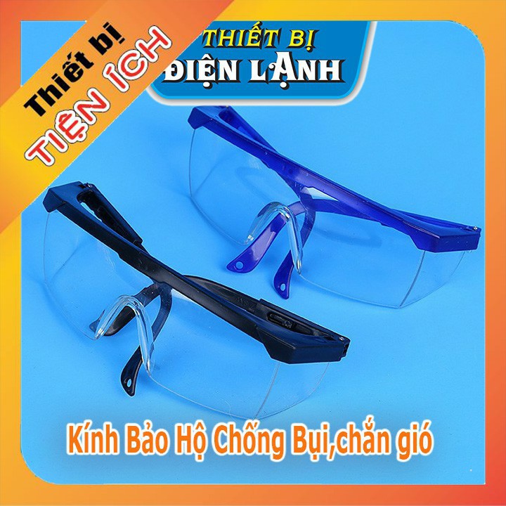 Kính Bảo Hộ Chống Bụi,chắn gió đi đường Bảo Vệ Toàn Diện Trong Suốt (Viền Đen Hoặc xanh)