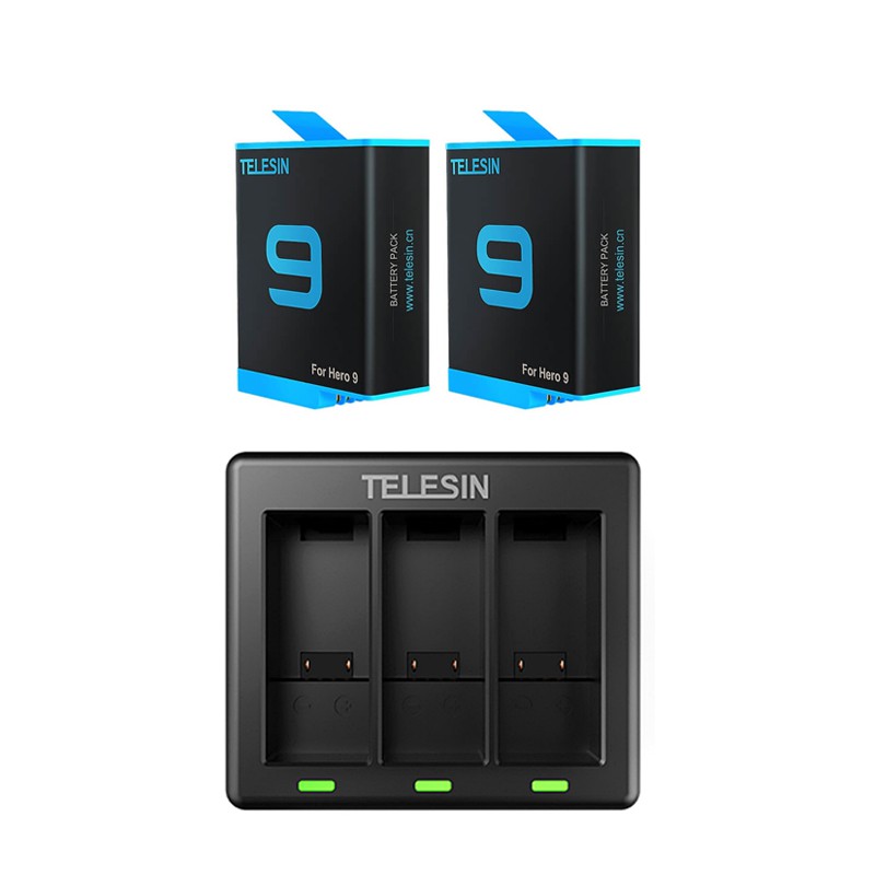 Sạc 3 pin và pin cho Gopro 9 Black (Chính hãng TELESIN)