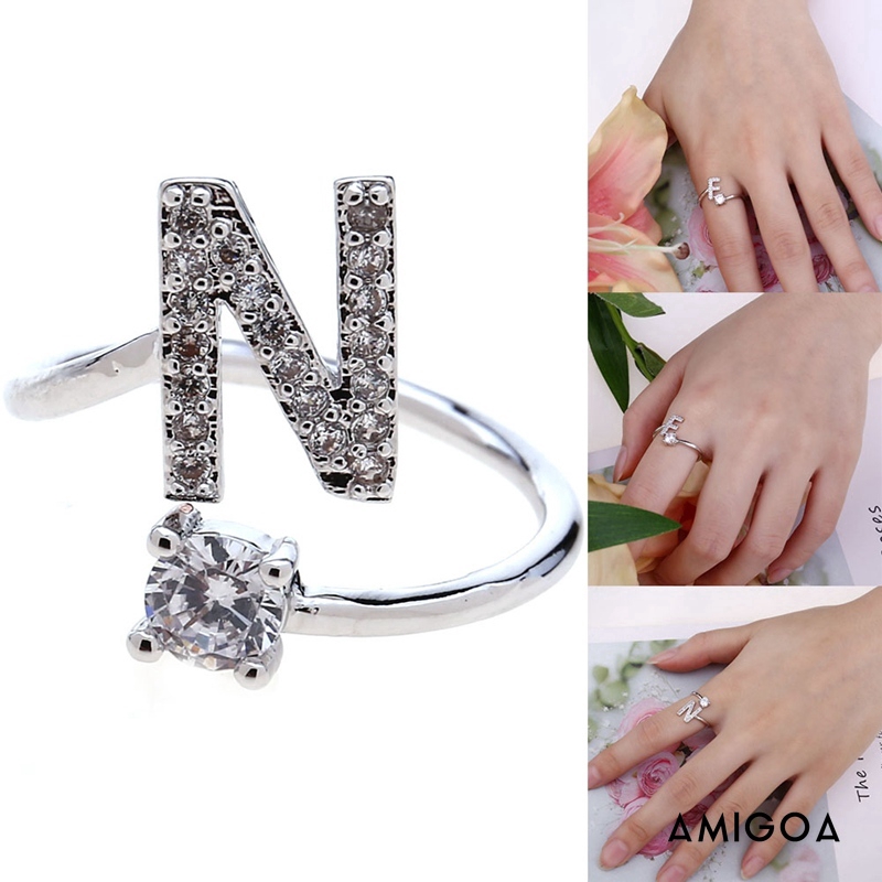 Nhẫn chữ cái hở tùy chỉnh cho nữ