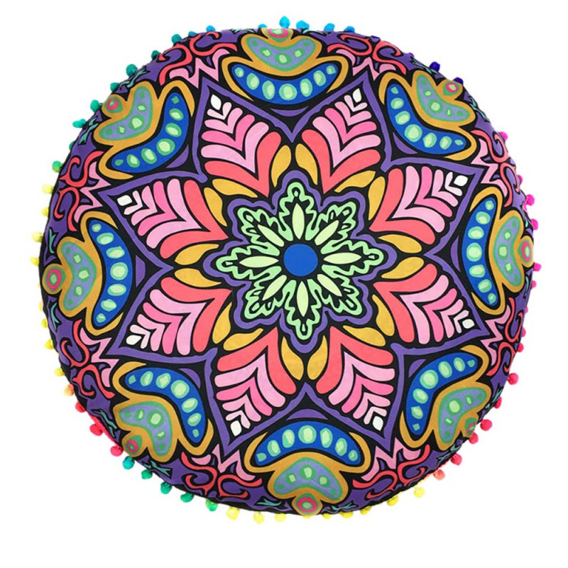 Vỏ Gối Hình Tròn Bằng Sợi Polyester 43 x 43CM Họa Tiết Mandala Độc Đáo