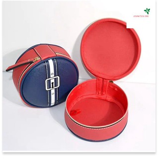 Túi mỹ phẩm Estee Lauder Navy Blue Red Round Trụ Tròn