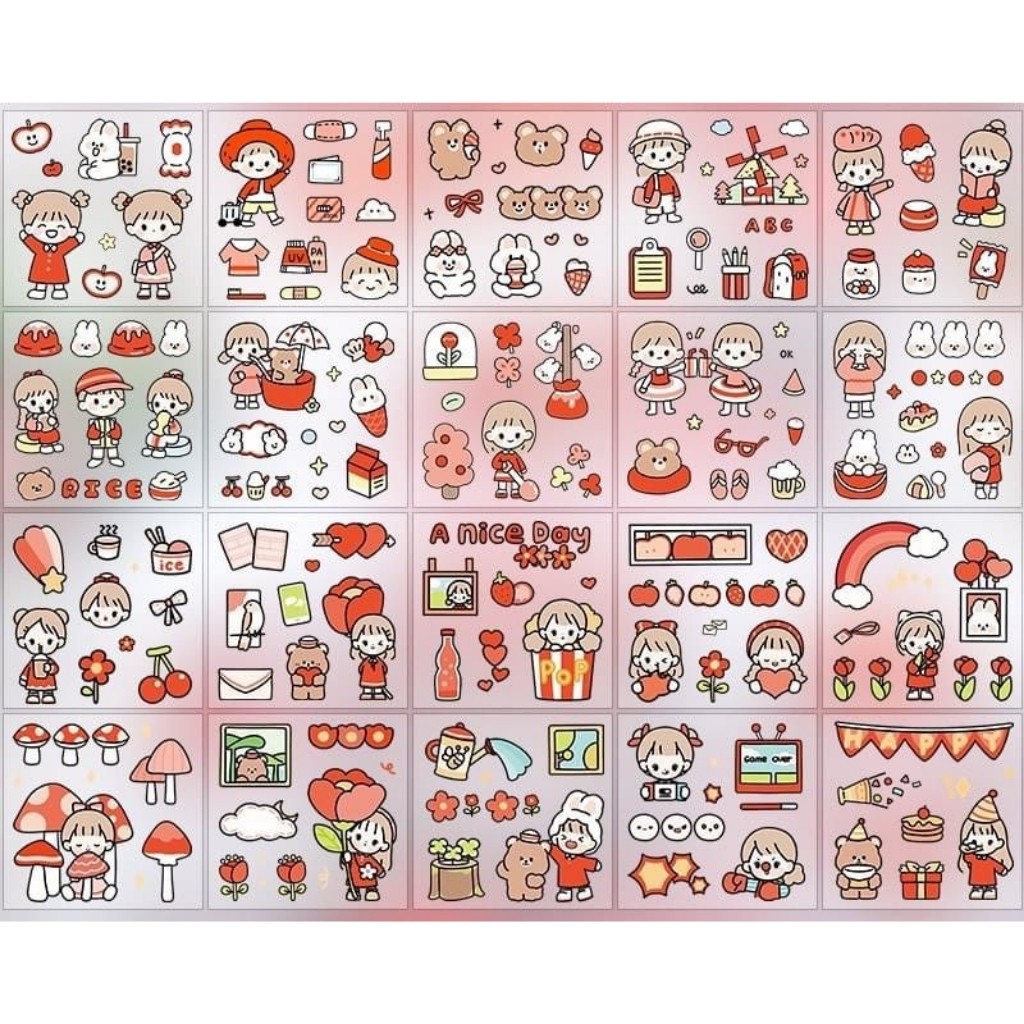 Hộp 1000 sticker siêu dễ thương Bi house