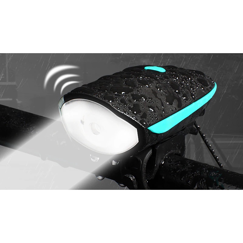 Đèn Pha Xe Đạp Có Còi/Kèn - Pin Mạnh 1200mAh - Sáng Tới 5 Giờ Liên Tục - 3 Chế Độ Sáng - Còi To - Chống Nước