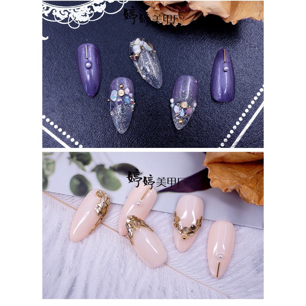 Hủ mix đá nail,xà cừ hạt,charm... phong cách Nhật, phụ kiên nail cao cấp, phụ kiện nail hot