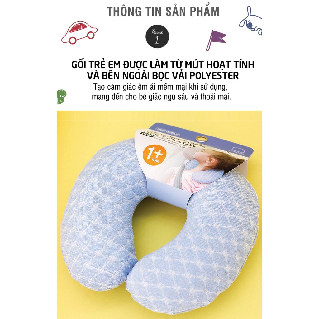 Gối kê cổ Memory Foam dành cho trẻ em Màu xanh dương/hồng HLW182