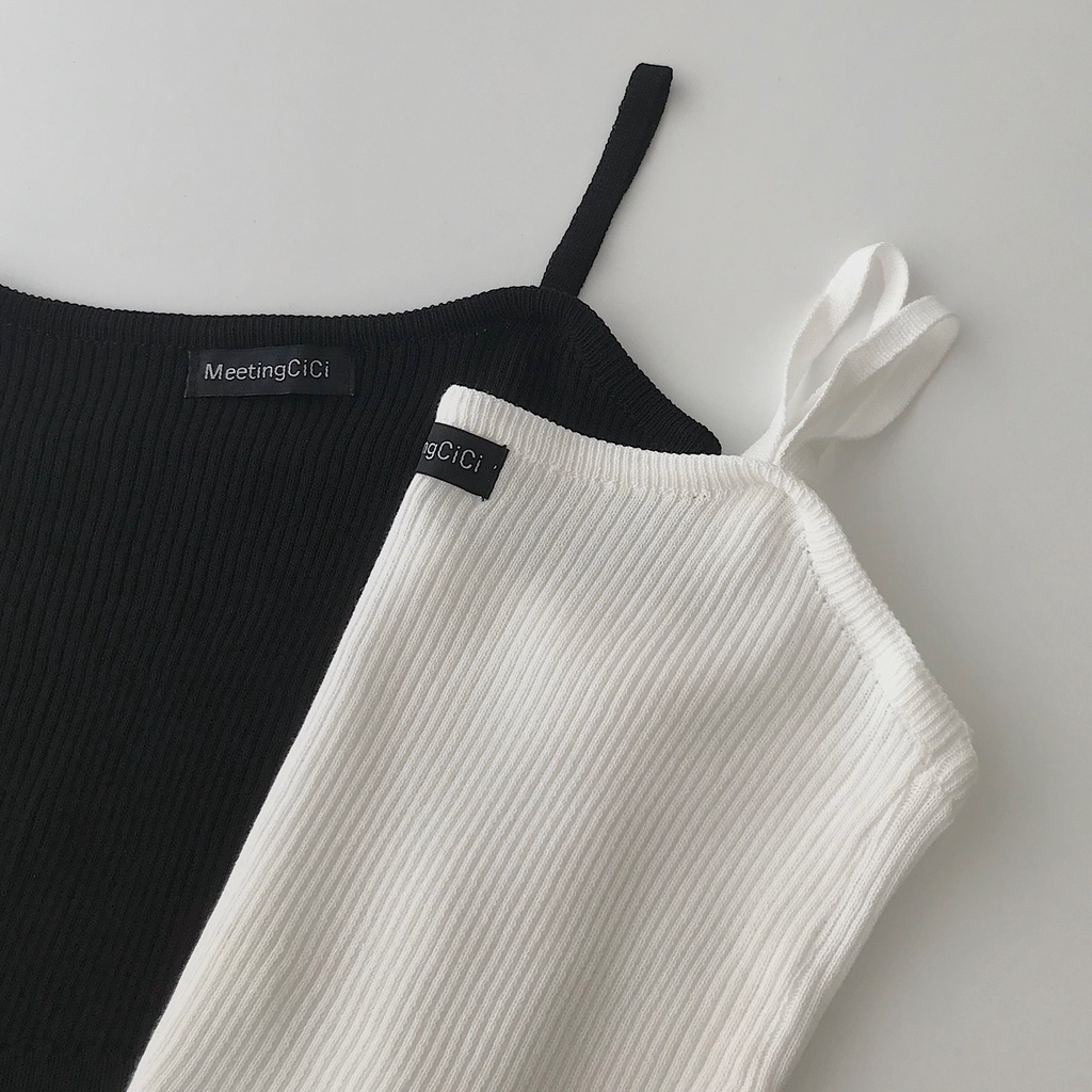 Áo 2 Dây Croptop Nữ JEMCLOSET Chất Dệt Gân Mềm Mịn 3 Màu Đen Trắng Xanh Phối Đồ Dạo Phố Sexy MIMI  10335