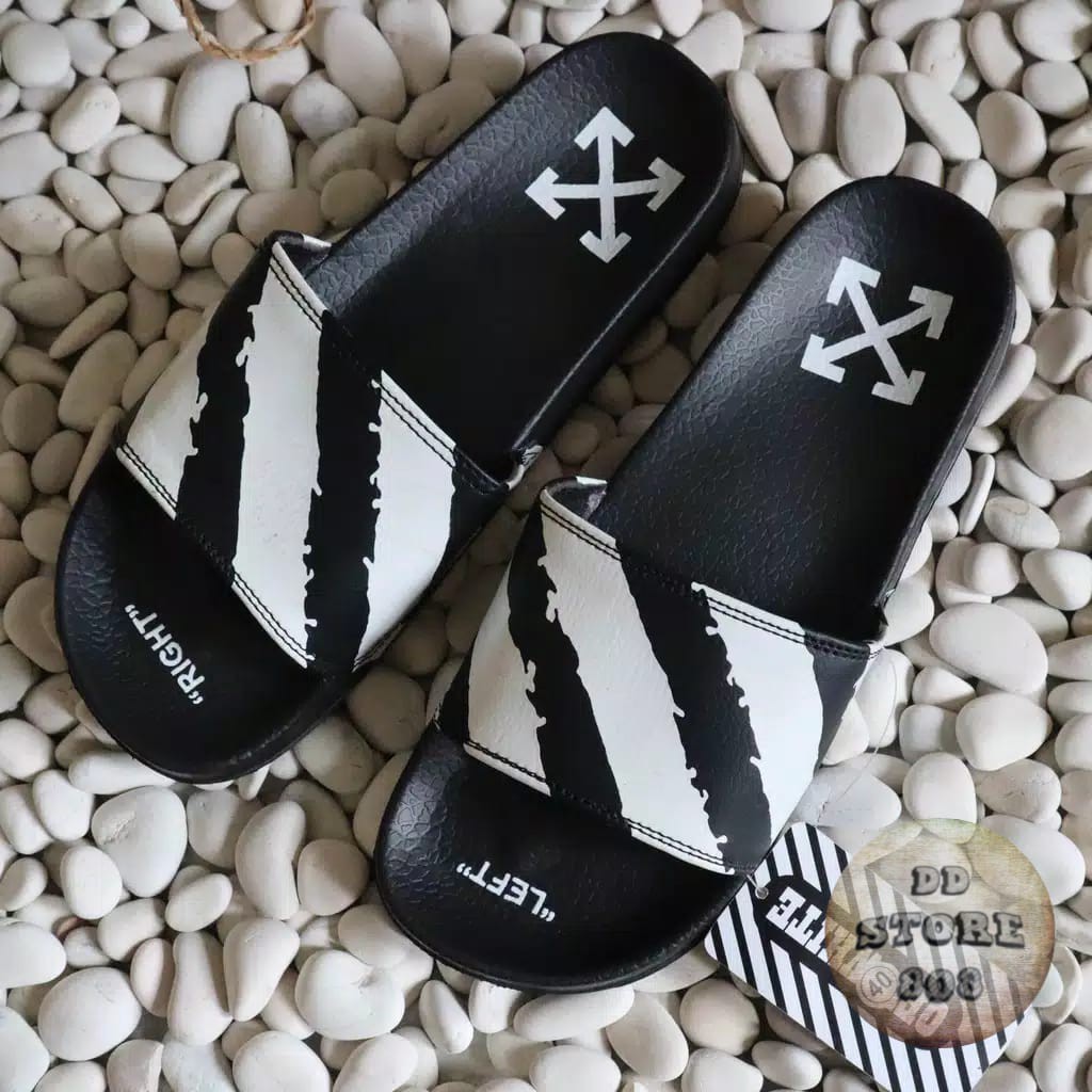 OFF-WHITE Dép sandal nam màu trắng/đen đơn giản