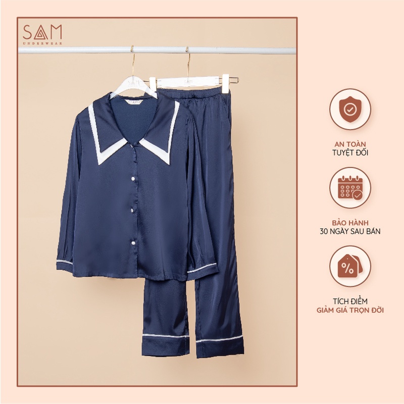 Pyjama nữ SAM lụa satin cao cấp cổ thiên nga 2 lớp lạ mắt, kín đáo tinh tế Galia 2780