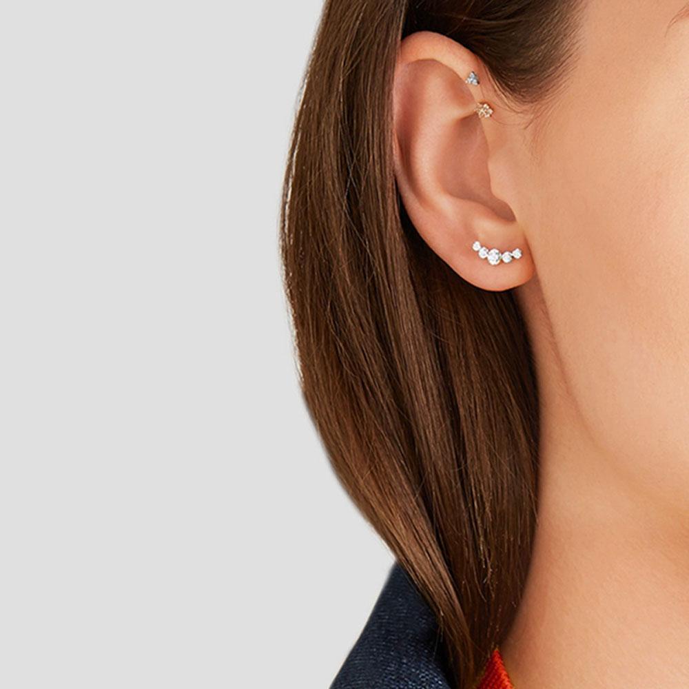 1 Khuyên Tai LAYOR1 Phong Cách Punk Rock 16G|Khuyên Cơ Thể Đính Đá Opal Thời Trang