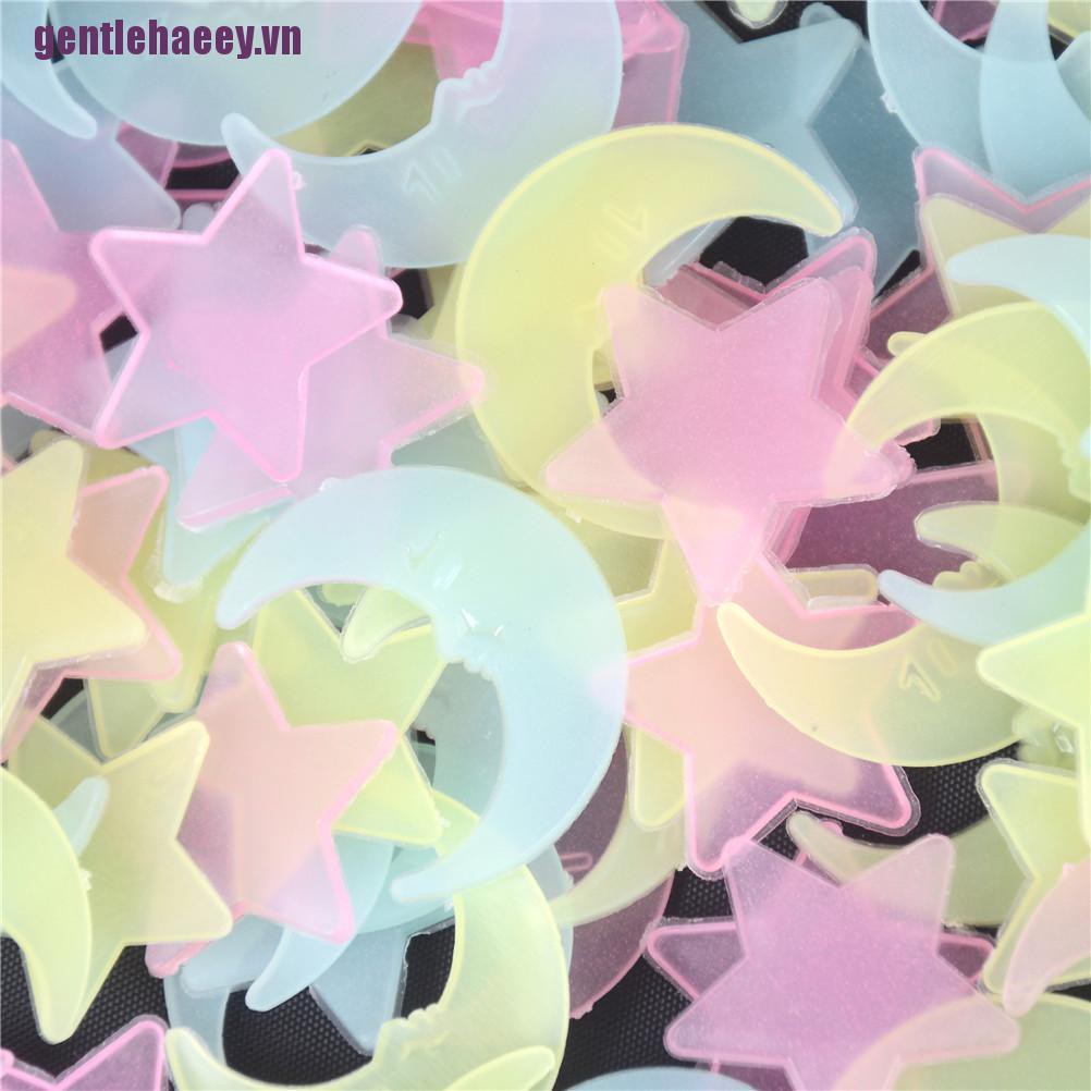 Quý Ông♥Set 100 Sticker Dạ Quang Hình Trăng Sao Trang Trí Phòng Ngủ Cho Bé