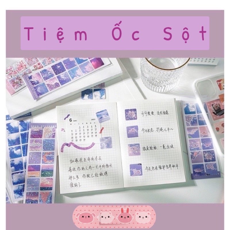 Miếng nhãn dán trang trí PVC sáng bóng lấp lánh dễ thương chống nước