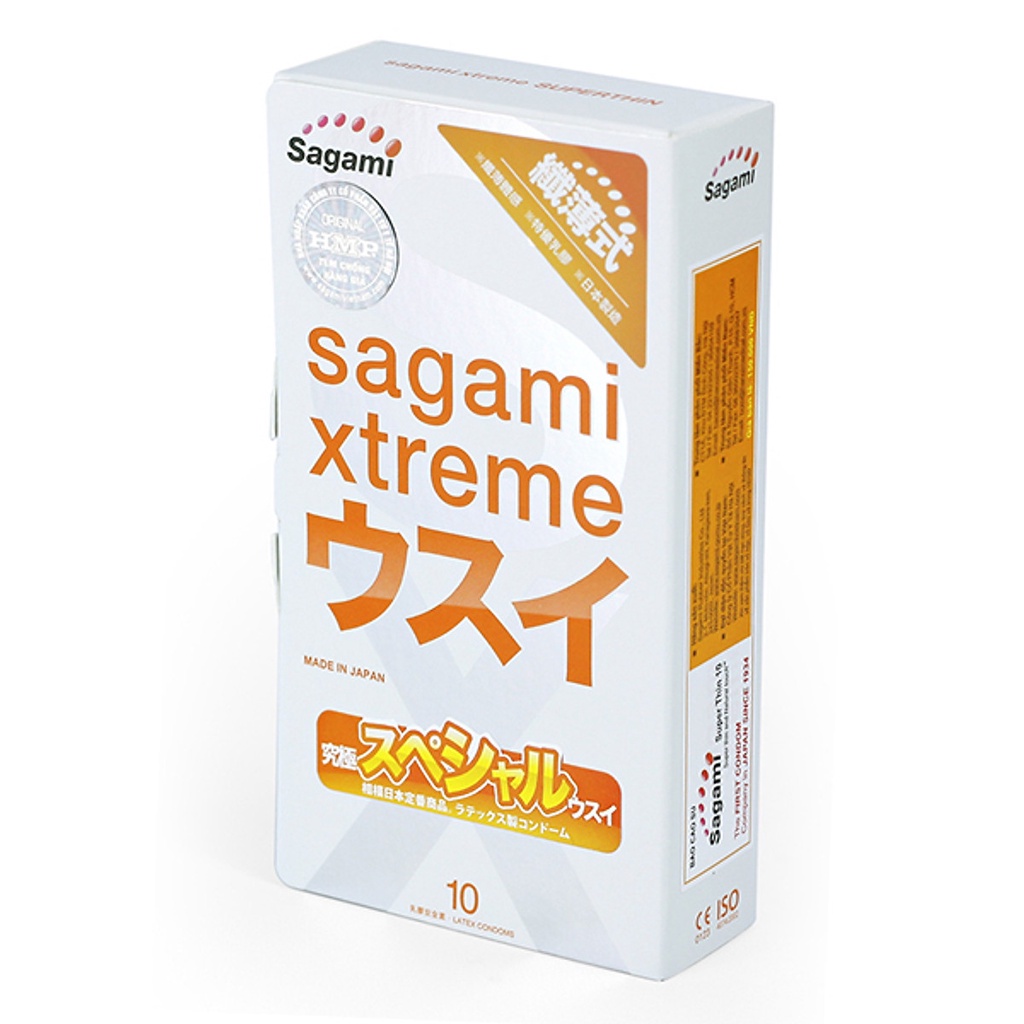 Combo bao cao su siêu mỏng 20 chiếc Sagami Super thin và Sagami Extreme Orange - Nhật Bản