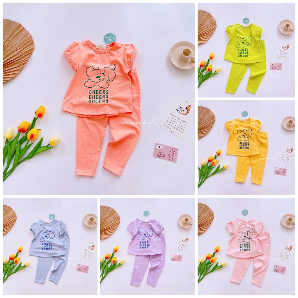 đồ bộ bé gái thun cotton tay cộc quần dài đi học đi chơi họa tiết ngộ nghĩnh Shushibaby