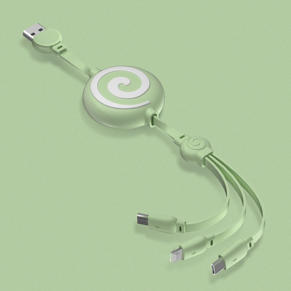 Cáp Sạc/Truyền Dữ Liệu Màu Kẹo 3 Trong 1 Nhỏ Gọn Cho IOS Android Type-c
