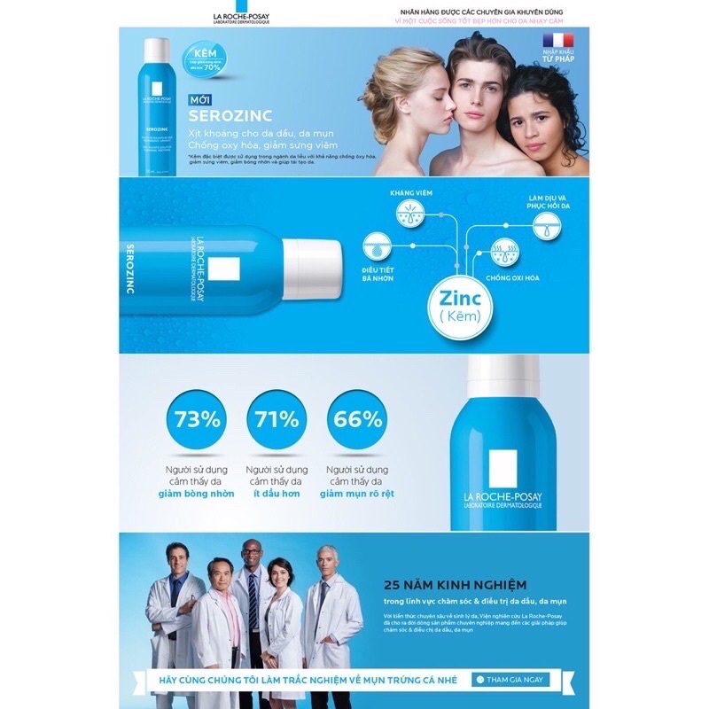 Nước Xịt Khoáng La Roche-Posay Serozinc Làm Sạch &amp; Giảm Bóng Nhờn 50ml - 150ml - 300ml