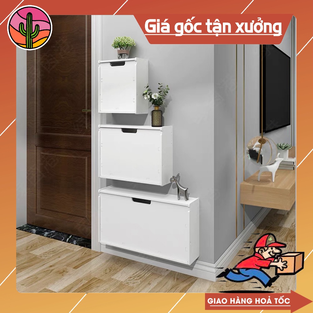 Tủ giày, Tủ đựng giày treo tường trang trí cao cấp chất liệu gỗ nhựa chống mốc chống nước tuyệt đối - Cactus Decor