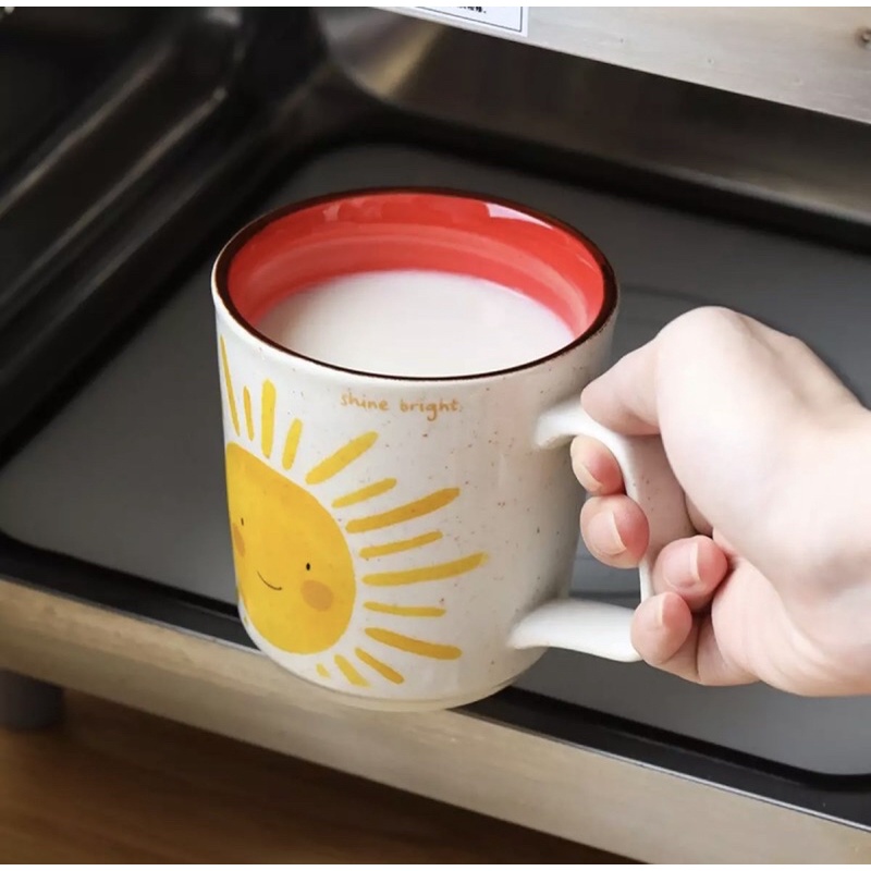 Cốc Gốm cafe Phong Cách Instagram Harajuku - Ly trà cầu vồng, ông mặt trời màu sắc tươi mới 2022