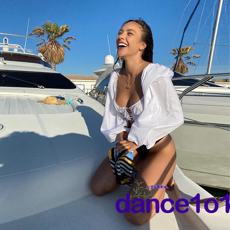 NEW Áo Kiểu Tay Dài Cổ Vuông Phối Ren Xinh Xắn Cho Nữ Mùa Hè