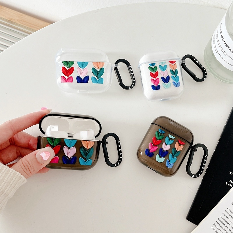 Vỏ Bảo Vệ Hộp Sạc Tai Nghe Airpods 1 2 3 1st 2nd Gen Pro Bằng Silicon Mềm Trong Suốt Họa Tiết Trái Tim Nhiều Màu Dễ Thương