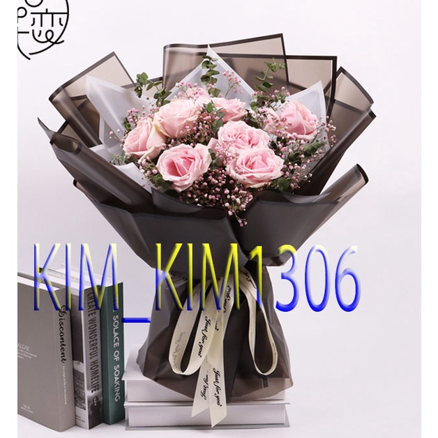 10 tờ Giấy bó hoa trơn bóng mờ viền vuông cùng tông màu Hàn