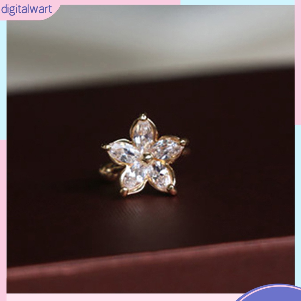 Khuyên kẹp vành tai hình hoa đính đá thời trang cho nữ