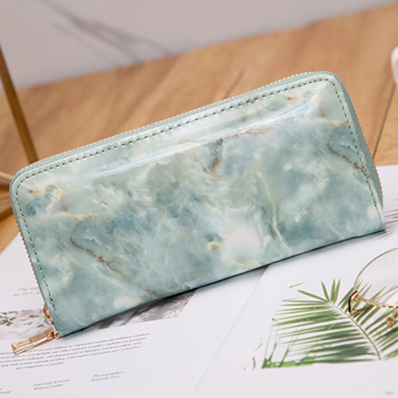 Ví Dài Cầm Tay Bằng Da PU Họa Tiết Cẩm Thạch Cho Nữ