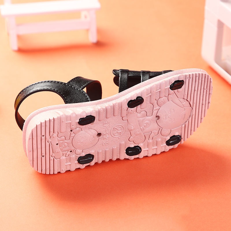 Oeggeo shop Xăng đan Đế Bằng Khóa Dán Họa Tiết Hoa Cho Bé