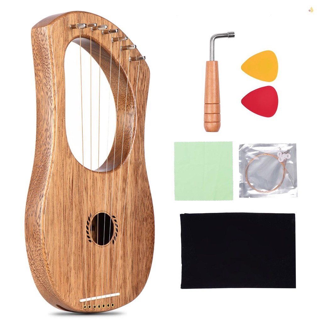 Set 7 Dây Đàn Lyre Harp Cổ Điển Kèm Túi Đựng/Dụng Cụ Cờ Lê/ Khăn Lau/Khăn Lau