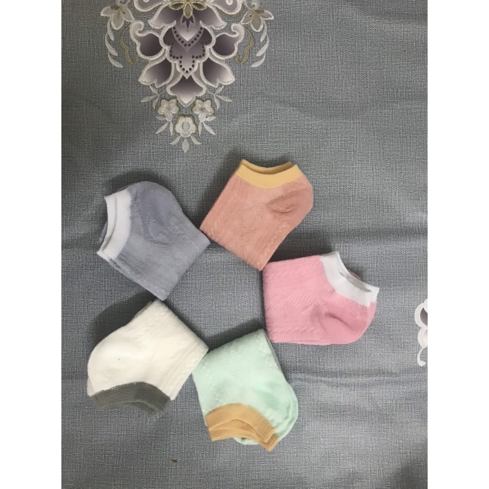 Tất vớ nữ cổ ngắn - tất vớ học sinh mỏng thoáng màu sắc pastel hoạ tiết gân phong cách Hàn Quốc dễ thương