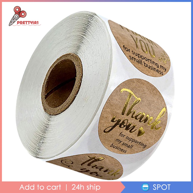[Prettyia1] Set 500 Nhãn Dán Giấy Thank You 1cm / 2.5cm