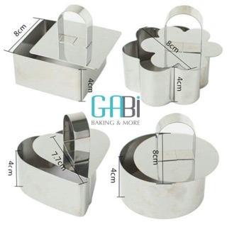Khuôn ring mousse mini hình tim/vuông/hoa/tròn