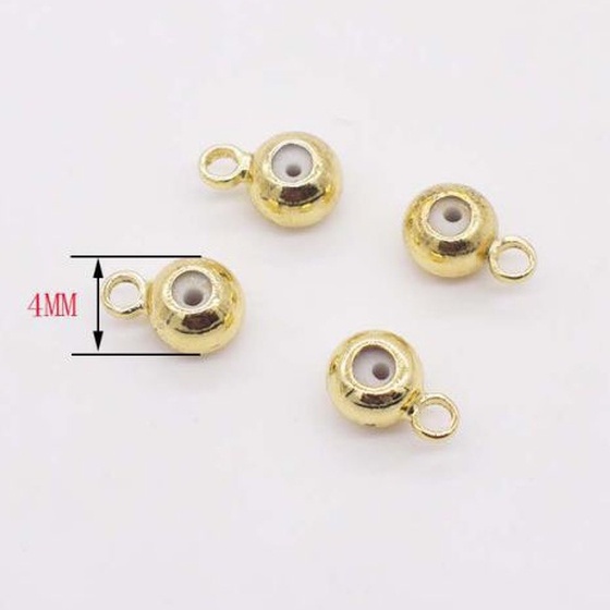 [C6BC] Phụ kiện trang sức (DIY) - Bi bạc nút chặn [có vòng khóa] điều chỉnh dây chuyền dùng cho vòng cổ vòng tay