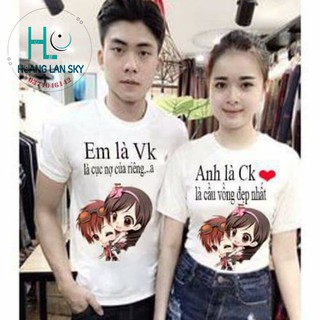 Áo thun đôi áo cặp chipi em là vk là cục nợ... anh là ck là cầu vồng...,